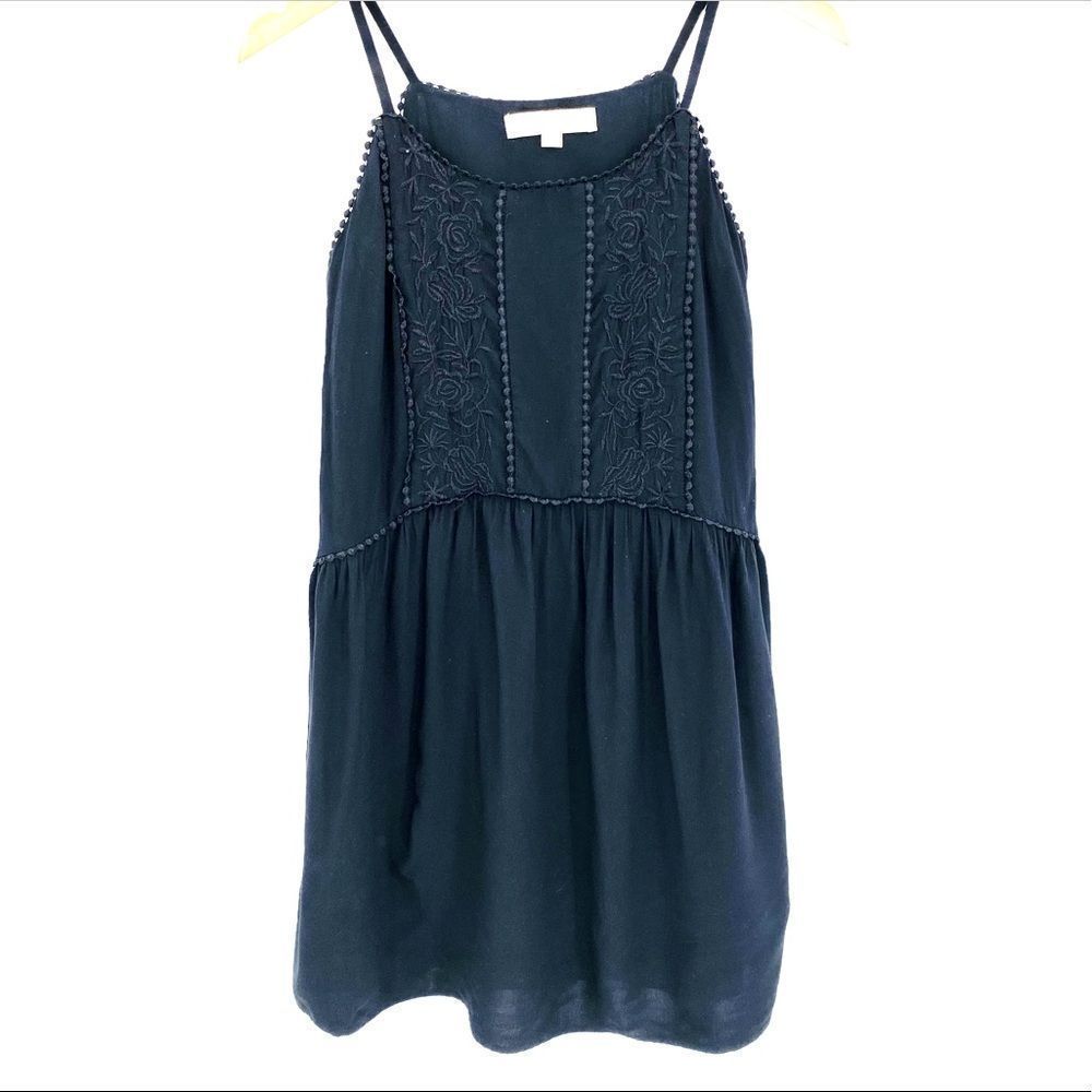 Loft extra small petite flowy lace-front black dress